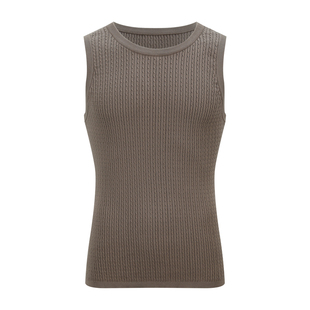 OaOO 纯棉毛织亲肤舒适圆领休闲健身运动无袖T恤背心打底男夏