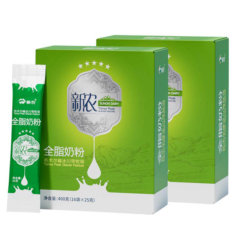 【8月生产】新疆新农全脂牛奶粉中老年成人学生奶粉400g*2盒