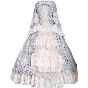 lolita长袖大码连衣裙蓬蓬裙公主裙成人礼服红色洛丽塔复古中世纪