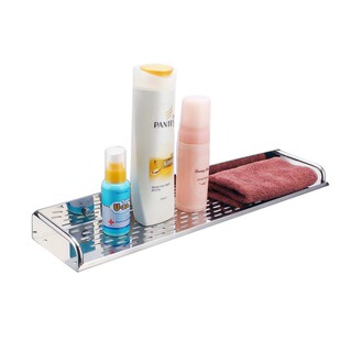 不锈钢浴室置物架壁挂单层卫浴用品收纳架墙上化妆品手机架子加厚