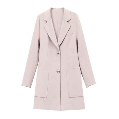 修身中长款羊毛外套双面呢大衣