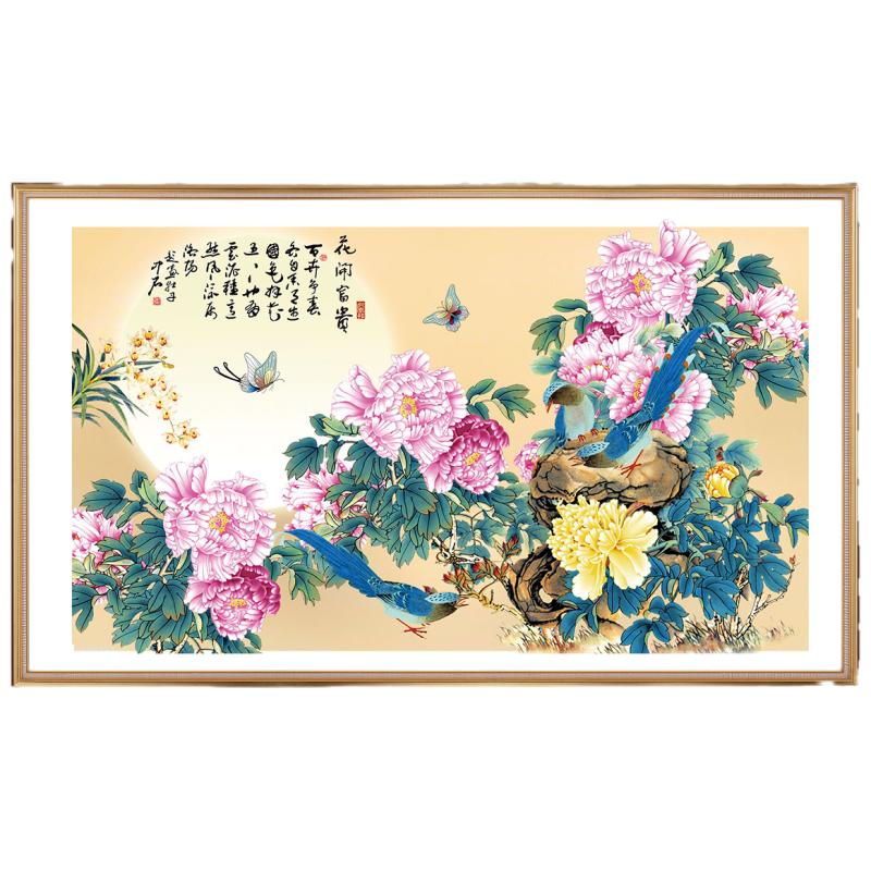 高清花开富贵装饰画电子版国画山水牡丹jpg格式tif风景图片素材H