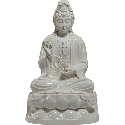 佛堂古莲观音供奉摆件微美陶瓷