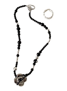 韩版珠珠花朵项链女吊坠