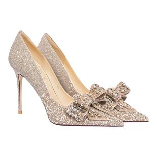 HolyRose【梦蝶之恋】新娘鞋婚鞋婚纱金色高跟鞋伴娘鞋法式水晶鞋