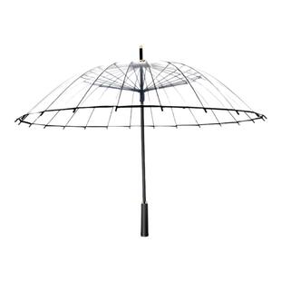 16骨透明雨伞高颜值直柄加大加固双人女白色网红雨伞结实防风自动