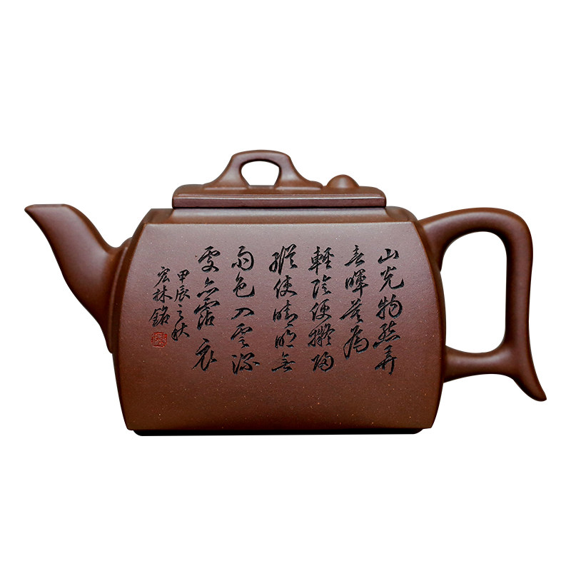 张义制陶手工刻绘底槽清宜兴紫砂
