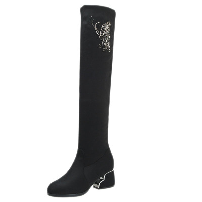 网红不掉筒弹力布女款厘米过膝靴