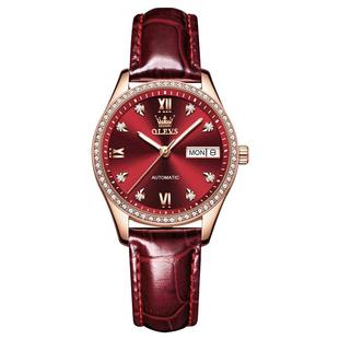 瑞士2025新款名牌女式手表女士机械表品牌正品本命年红色皮带女表