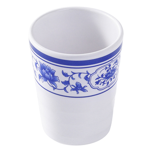 密胺青花瓷小菜碟塑料杯子勺子创意餐具酒店餐厅汤盅带盖小碗商用