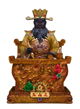 十殿阎王树脂热灼彩供奉阎罗摆件