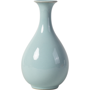 天青汝窑玉春瓶陶瓷花瓶中式家居客厅禅意茶空间水培干花插花摆件