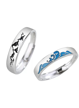 纯银开口学生情侣戒指送女友