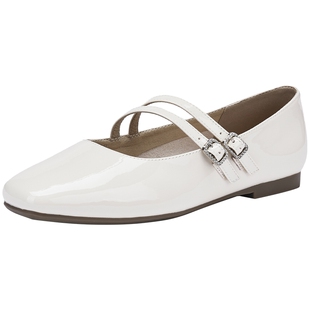 热风浅口单鞋女款2025年秋季新款一字带平底女鞋配裙子银色鞋子