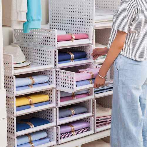 家用可折叠衣橱收纳分层隔板物抽屉式架收纳塑料置箱收纳收纳筐