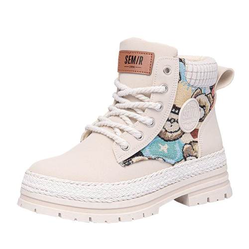 Semir女鞋马丁靴女2025新款秋冬季加绒雪地靴厚底棉鞋小个子短靴