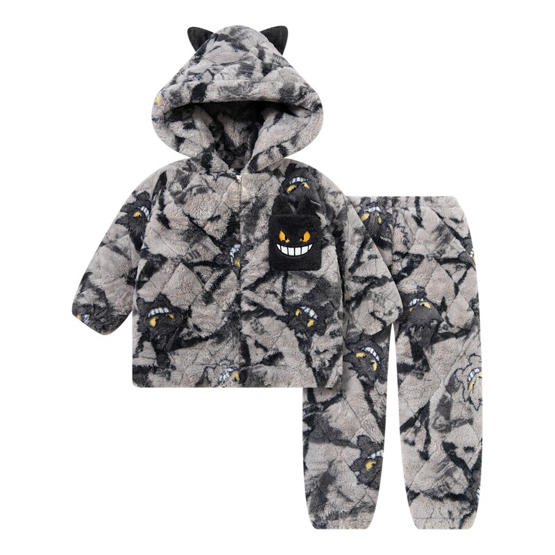 耿鬼冬季三层夹棉一家四口家居服