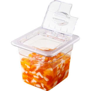 唐雅pc亚克力份数盆塑料珍珠椰果物料盒带盖商用奶茶店专用带翻盖
