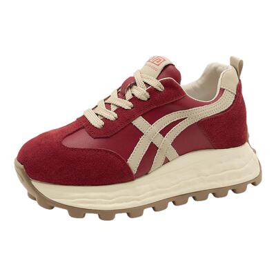 内增高拼接老爹鞋女厚底系带显瘦