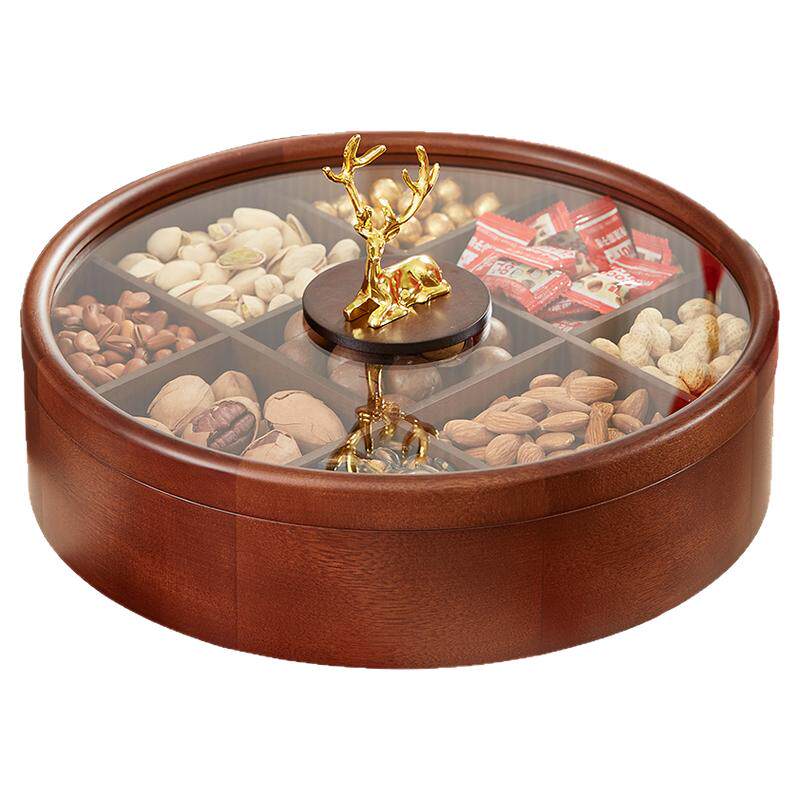 实木轻奢新年过年糖果盒家用高端瓜子收纳盒干果盘客厅茶几坚果盘
