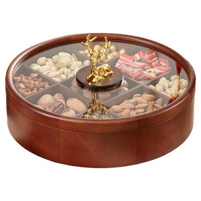 2025新款实木轻奢糖果盒家用高端零食收纳盒干果盘客厅茶几摆放盘