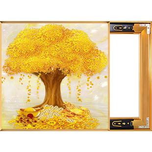 电表箱装饰画轻奢高级感免打孔发财树遮挡电闸盒弱配电箱客厅挂画