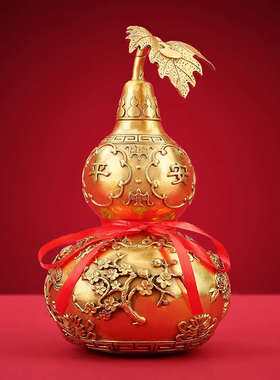 铜欣祥黄铜葫芦摆件家居装饰品摆设中式客厅玄关办公室工艺品摆件