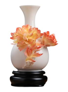 非遗手工釉下彩陶瓷牡丹花瓶摆件