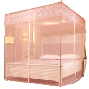 单蚊帐家用三门宫廷落地拉链款包床防尘纱帐1.5cm180无支架防摔