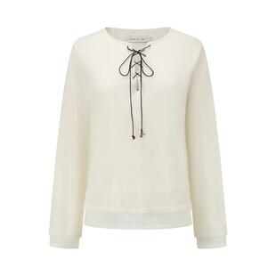 swaying X LOOKNOW2025秋季新款双层羊绒半开襟上衣女