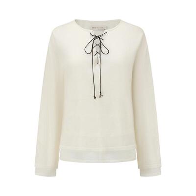 swaying双层羊绒半开襟上衣女