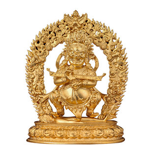 全鎏金《二臂玛哈嘎啦》室内家用《大黑天》桌面铜佛像摆件