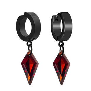 无耳洞红色锆石耳夹耳环男士风筝石菱形耳坠秦彻耳饰女暗黑哥特风