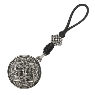 蒙客钥匙扣蒙古盘长纹白铜饰品车挂件男女个性吊坠原创民族风手工