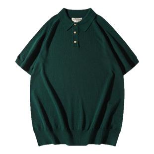 冰丝凉感高级木天丝老钱风polo衫男针织t恤复古翻领短袖意式马球