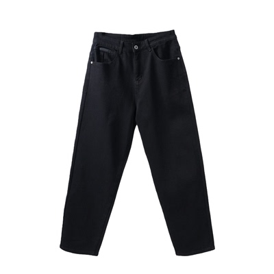 简约经典纯色窄版弹力直筒牛仔裤