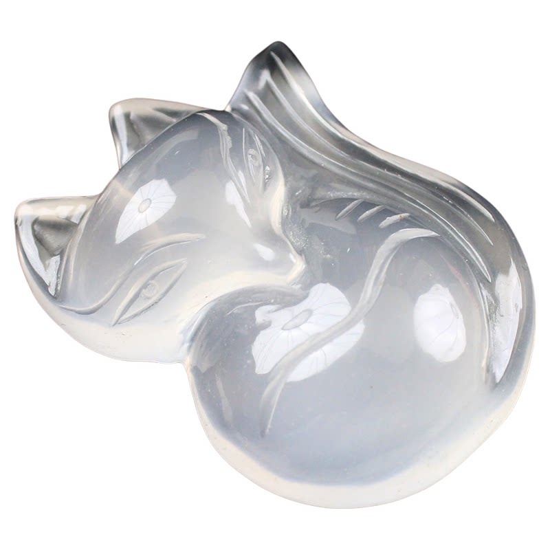 天然水晶狐狸吊坠冰晶乳白晶