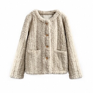 小香风外套女2025秋冬新款小麦穗水貂毛皮毛一体加厚毛毛上衣短款