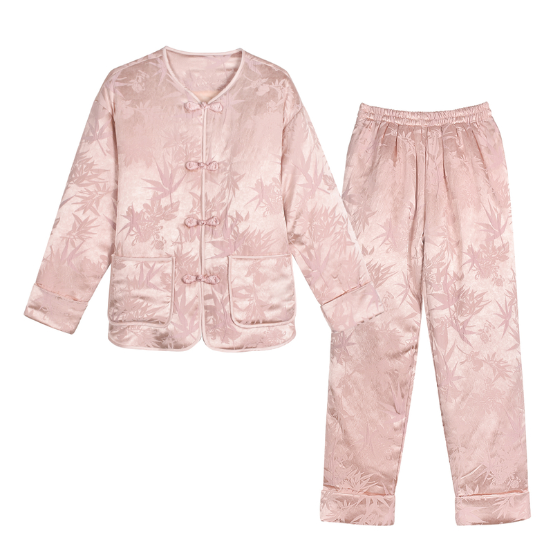 IIZZINI原创 睡衣女冬季长袖夹棉加绒国风冬菊盘扣奢华高级感套装