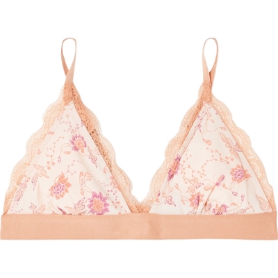 【折扣】LOVE STORIES女士蕾丝边饰花卉印花绉纱软杯三角文胸