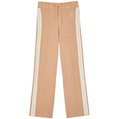 宽松休闲拼色抽绳针织长裤