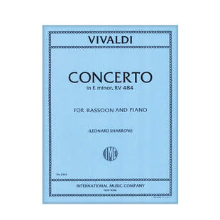 维瓦尔第 巴松管协奏曲E小调RV484 附钢琴伴奏 IMC原版乐谱书 Vivaldi Concerto in E minor bassoon and piano 2353