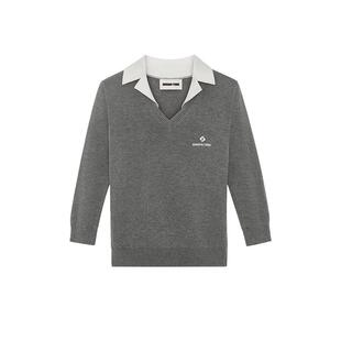 【SHUSHUTONG】蕾虎时尚拼接翻领针织上衣秋冬流行女装上衣