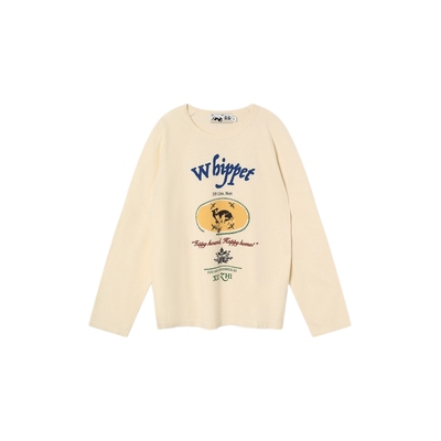 XU ZHI2025秋冬新品复古印花字母长袖T恤男女同款内搭肖战同款