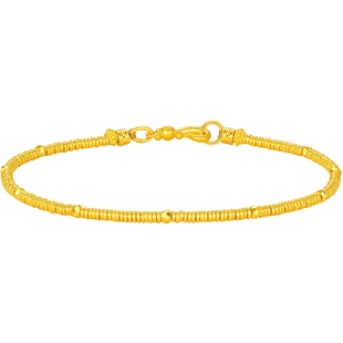 潮宏基传家宝足金手链古法黄金爆闪蹦迪珠盘缠金女计价生日礼物