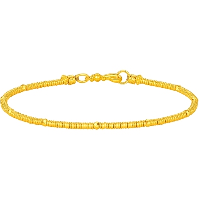 潮宏基传家宝足金手链古法黄金爆闪蹦迪珠盘缠金女计价生日礼物