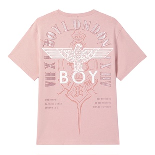 【元气少女】BOYLONDON男女同款短袖夏季粉色潮牌休闲T恤N01095