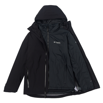 哥伦比亚冲锋衣男秋冬户外徒步钛金系列棉内胆三合一防水防风外套