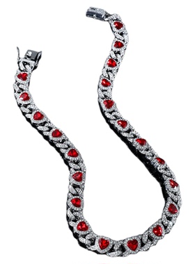 GangGang原创爆闪镶钻红宝石项链