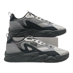 特步暗流休闲鞋男2025冬季皮面防水男鞋增高板鞋时尚厚底老爹鞋男